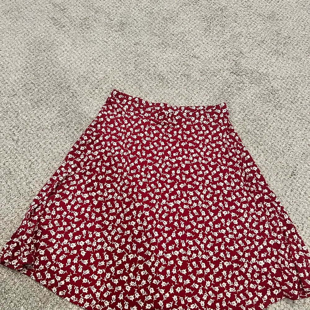 Floral Red Skirt- midi- Gilli